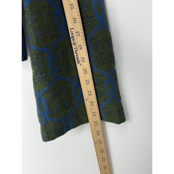 Tracy Reese Wool Blend Brocade Jacket Green Blue Metallic Pattern Size 6 - Picture 8 of 8